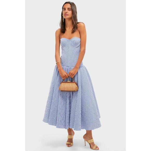 ALEXIS Blue Stripe Summers Dress NWT Size M Retail $1040 - Picture 7 of 7